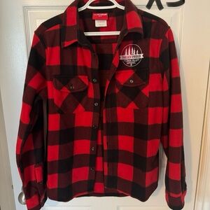 Fleece Red Plaid Button Down Shirt